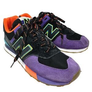 New Balance 574 Sneakers Mens 11 Purple Black Orange Suede Retro 90s ML574 PT2
